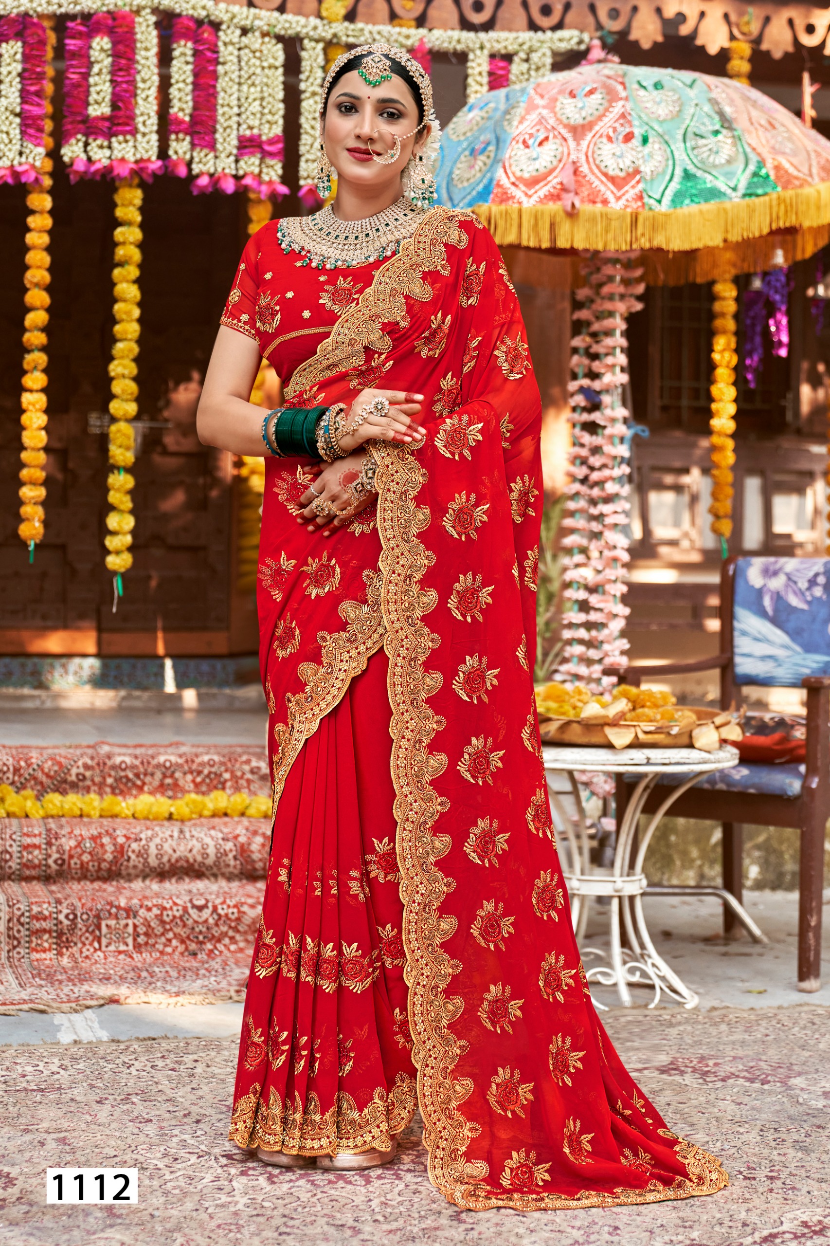 Pran Pratishtha bridal saree design 1112
