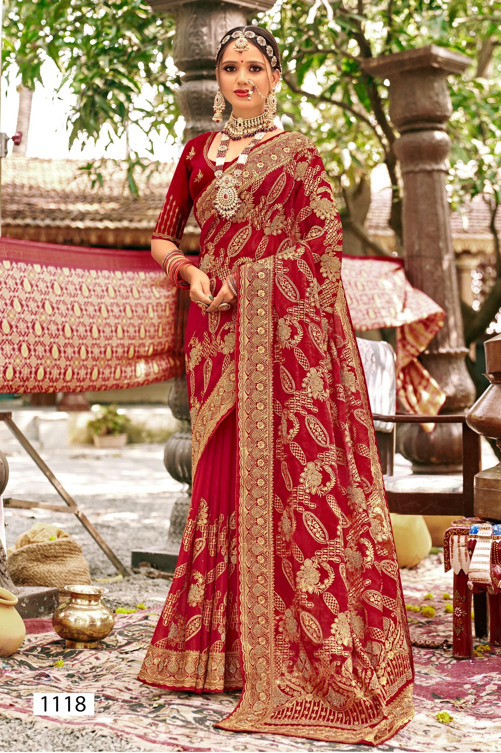MAKHARIA SAREES red bridal saree design 1118